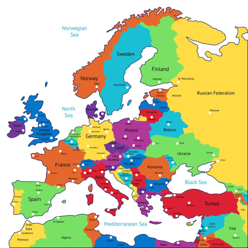 Map of Europe. (Picture used under license from Shutterstock.com © ildogesto.)