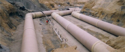 GRP pipe for desalination plant. (Picture courtesy of Amiantit.)