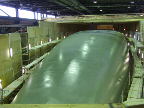 The hull of Panamax under construction.