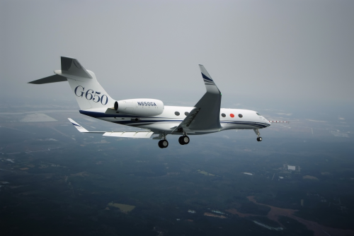 The Gulfstream G650's first flight. (PIcture courtesy of Gulfstream Aerospace Corp.)