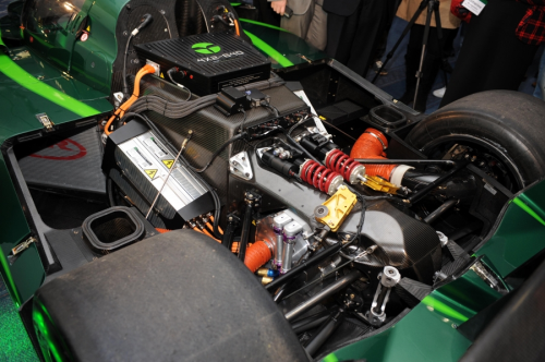 Use of composites under the engine cover of the Lola-Drayson B12/69EV. (Picture © Lola Cars International Ltd.)