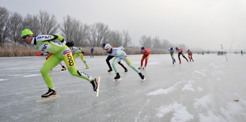 Ice skating is a popular winter sport in the Netherlands. When the weather is cold enough, competitors race across frozen lakes and canals on sakes featuring a composite shoe. (Picture © Eric Gevaert. Used under license from Shutterstock.com.)