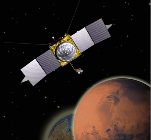 The trip to Mars takes 10 months and MAVEN will go into orbit around the plant in September 2014. (Picture courtesy NASA/GSFC.)