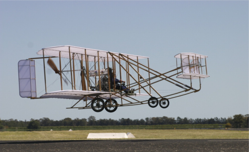 A view of the past. The world's only replica Wright Flyer that is certified to fly, built by Narromine Aviation in New South Wales.