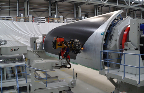 Premium Aerotec has started manufacturing fuselage panels for the A350 XWB using MAG tape laying machines. (Picture © Premium Aerotec GmbH.)
