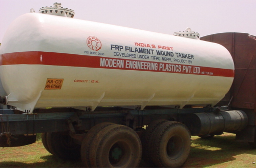 The filament wound tanker has a longer service life than a rubber-lined steel tanker.