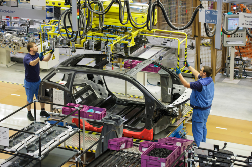 Assembly of the BMW i3 in Leipzig.