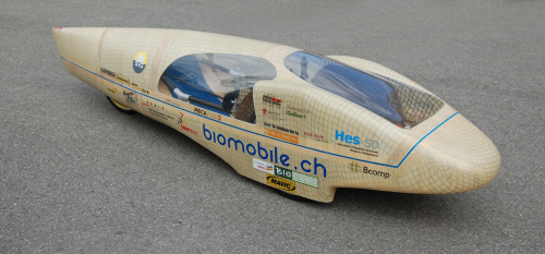 The body, chassis and most structural parts of the BioMobile are now made from vegetable fibre reinforcements and a Huntsman epoxy resin with 50% bio-based content.