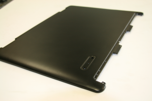 The composite laptop cover parts were made with polyethylene terephthalate (PET), polyamide (PA) and acrylonitrile butadiene styrene/ polycarbonate (ABS/PC) reinforced with carbon fibre.