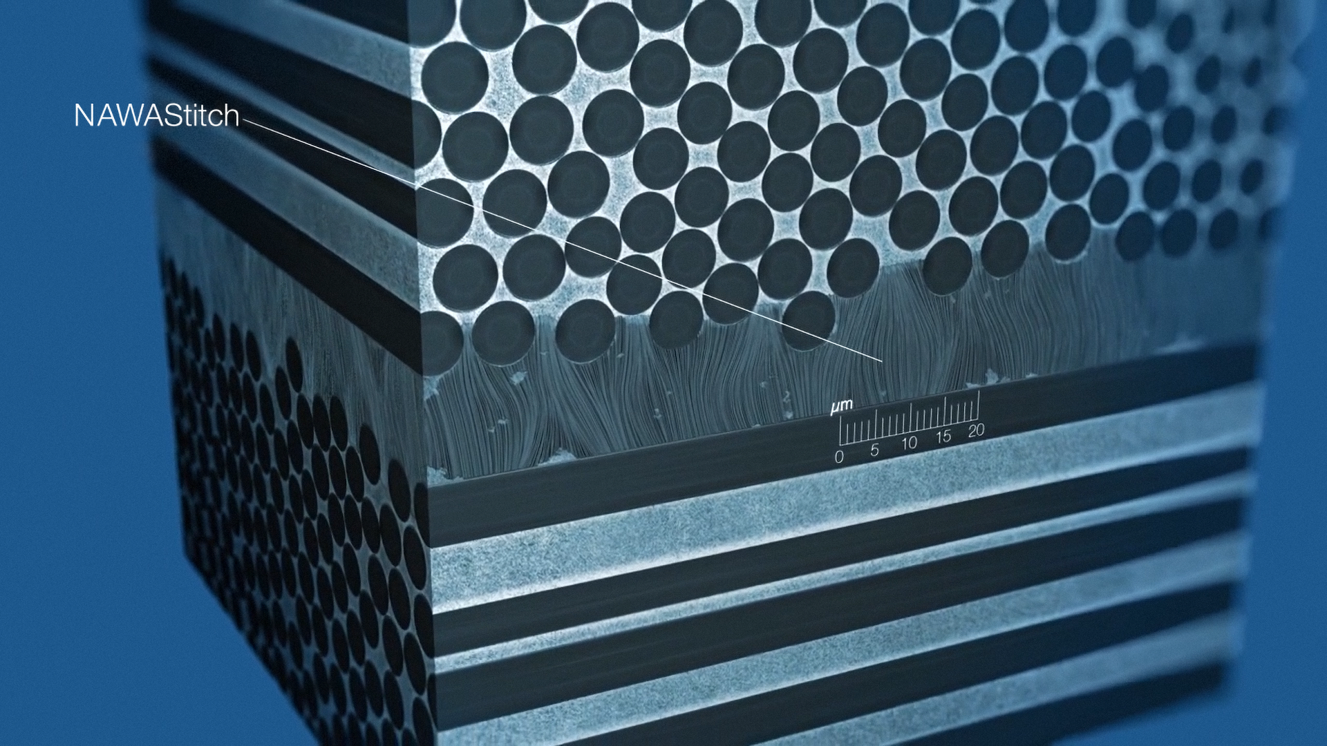 NAWAStitch technology incorporates a thin film containing trillion of vertically-aligned carbon nanotubes (VACNT) arranged perpendicular to the carbon fiber layers of the wheel.