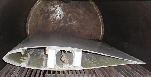 A wind turbine blade before pyrolysis. (Picture courtesy of ReFiber.)