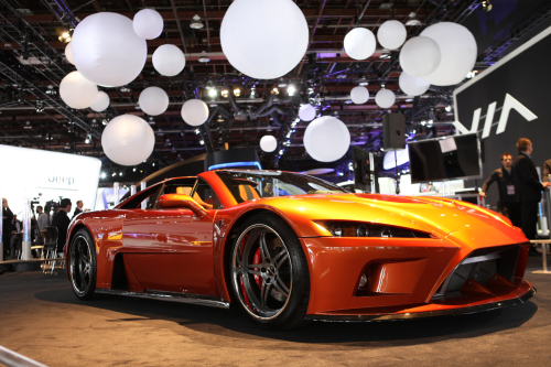 The Falcon F7, introduced at the North American International Auto Show, features interior and exterior CFRP panels and integrated structural tunnel. (Picture courtesy of NAIAS.)