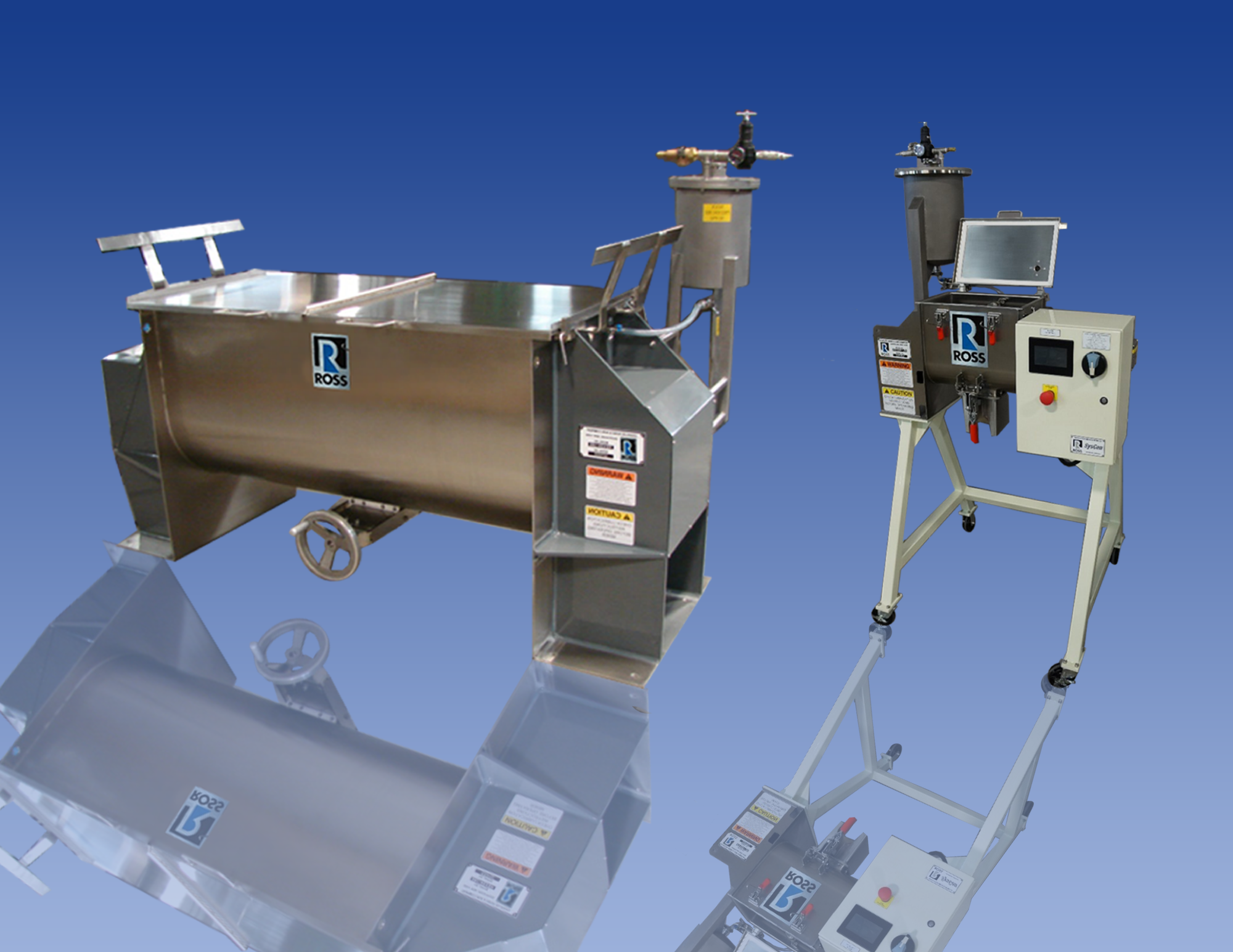Charles Ross' ribbon blenders for multi-phase mixing now come with an optional pressure feed vessel.