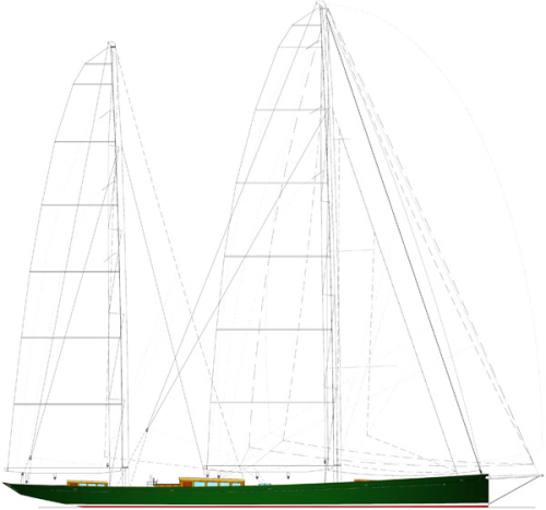 A drawing of the Panamax ketch.