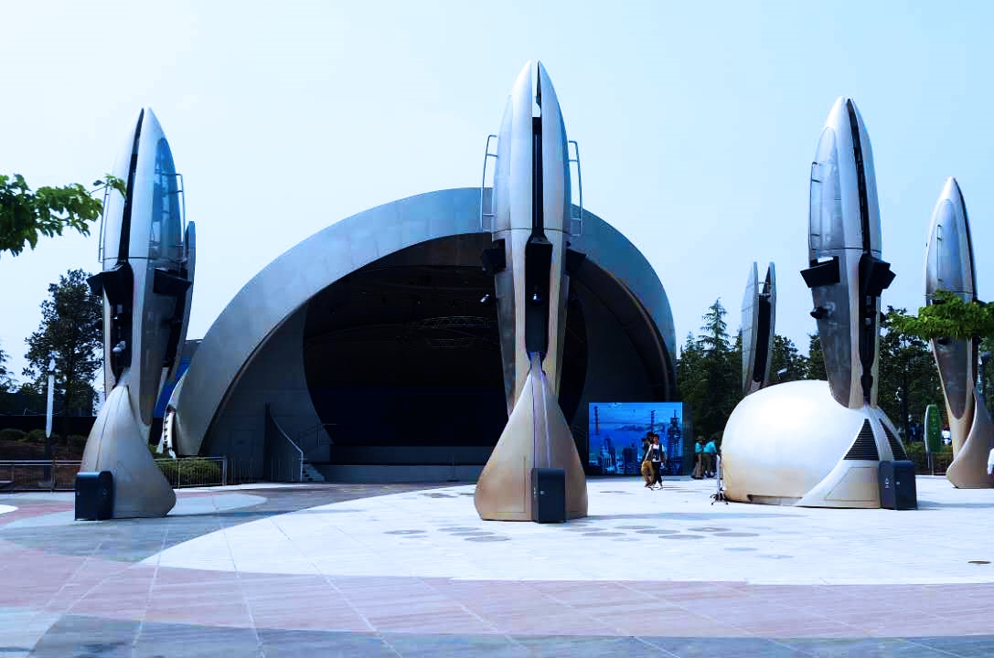 Entrance to the Spaceship attraction in Disneyland China’s Tomorrowland.