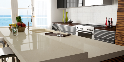Compac Bio Technological Quartz can be used for surfaces in kitchens and bathrooms and other areas in the home.