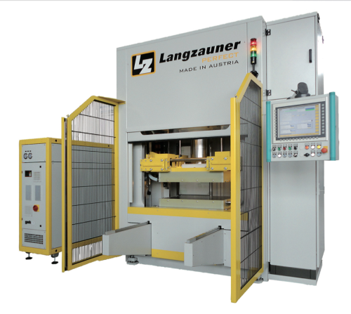 The Langzauner LZK-OK 130 Press, the first of a new product series featuring variable-speed hydraulic drives.