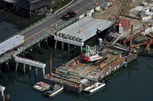 Aerial view of the construction site.