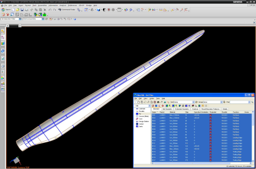 Figure 2: Software applications such as VISTAGY’s FiberSIM complement the 3D CAD systems with powerful capabilities for composites design and manufacture. This image shows how such software enables complete and detailed glass layup definition prior to any prototyping and production. Design changes can be quickly and reliably included in the development process.