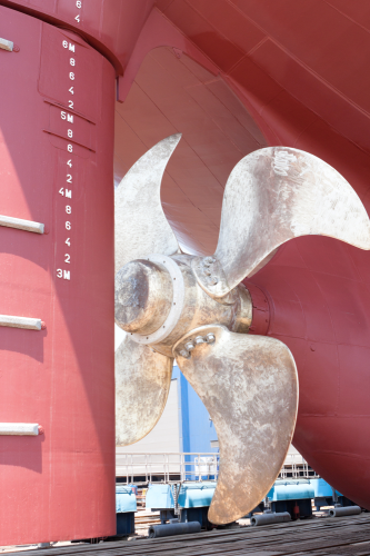 Ship propellers are usually made of metal. Composites reduce propeller weight, resulting in fuel savings. (Picture courtesy of Bogdan Vasilescu/Shutterstock.com.)