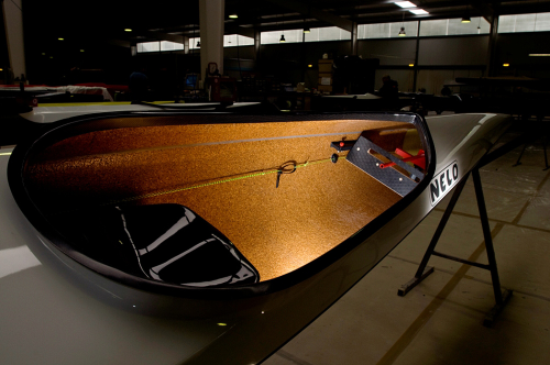 Amorim Corecork was used in the sandwich construction of this kayak. The material exhibits low water absorption and low resin uptake.