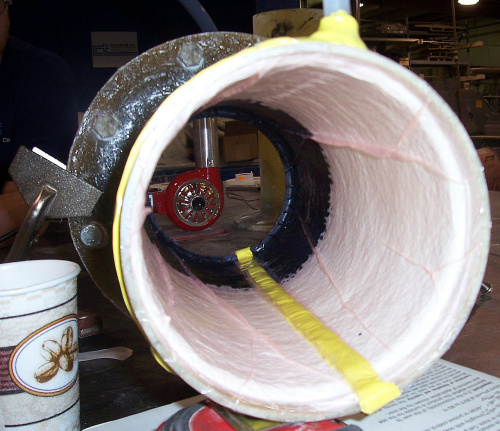 A section of pipe just prior to the start of the infusion process.