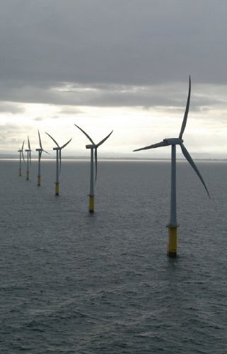 The UK is the largest single market for offshore wind globally. This picture shows Vestas V80-2.0 MW turbines in the North Hoyle, Wales, offshore wind farm.